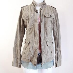 y2k olive utility military jacket cargo gorpcore streetwear size S